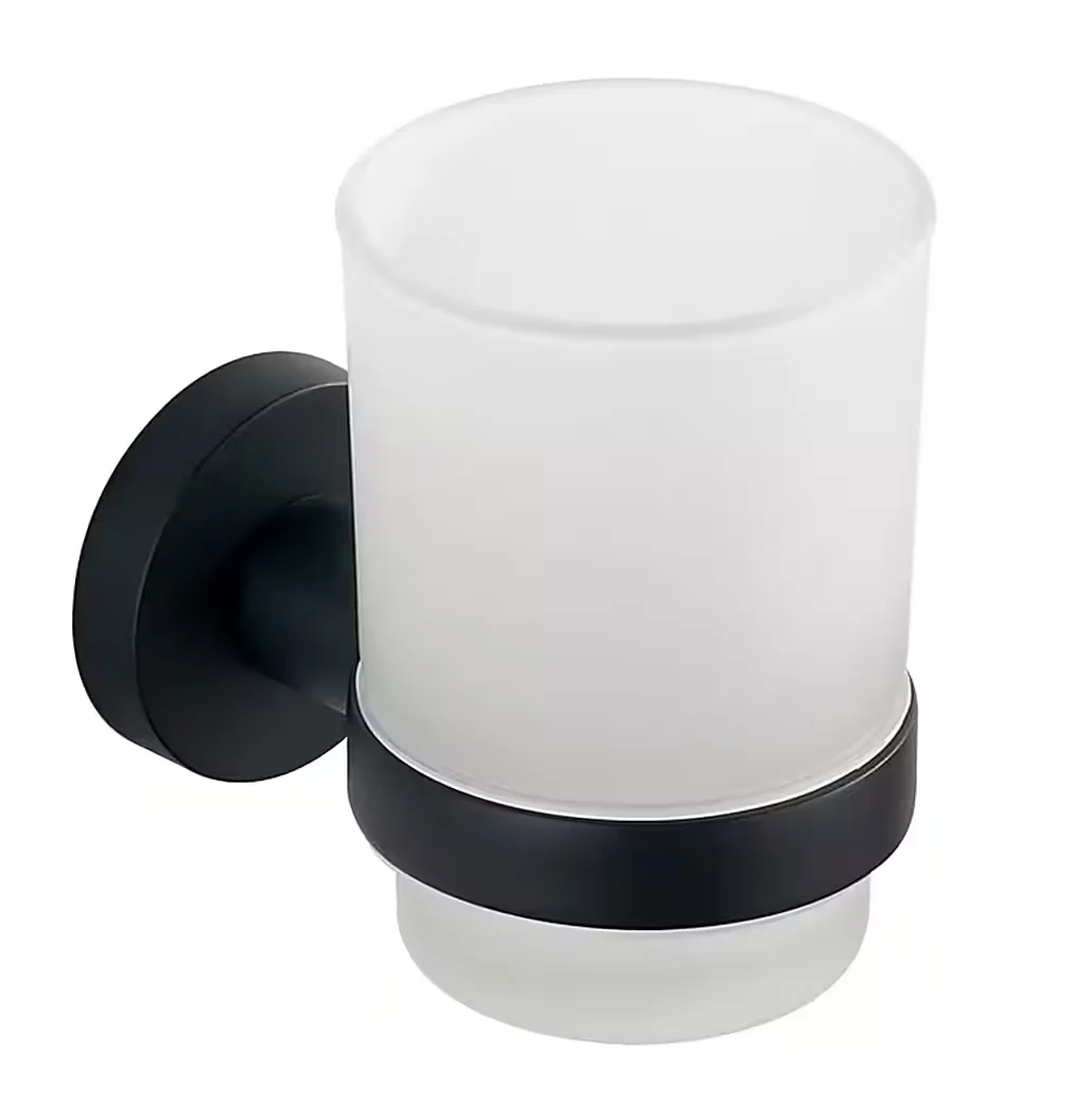 AQUALINE SAMBA Zahnputzbecher Milchglas schwarz